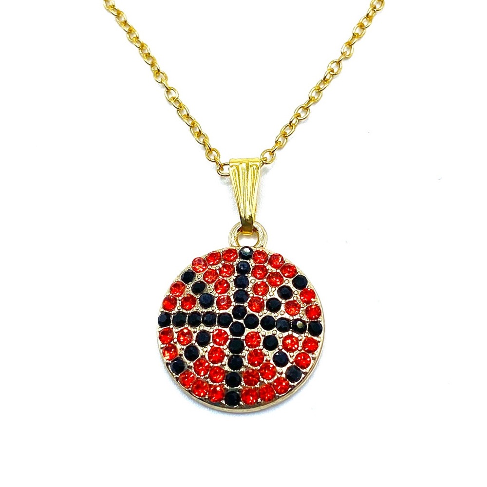 Basketball Necklace Gold Rhinestone